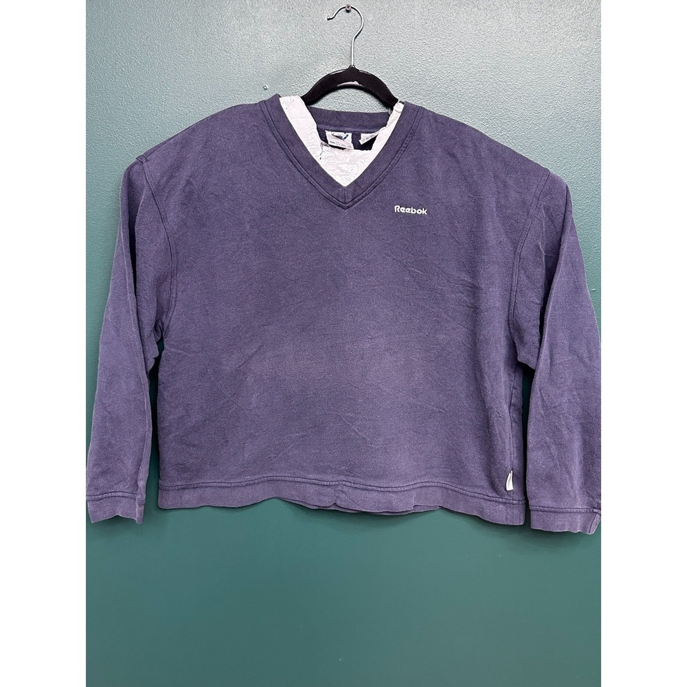 Mens Reebok Blue Long Sleeve Sweatshirt Embroidered Logo Size XL